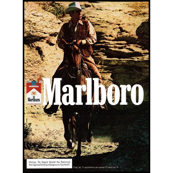 1981 Marlboro Cigarettes Vintage Print Ad Cowboy Man Horseback Rocks Wall Art 80 - Picture 1 of 1